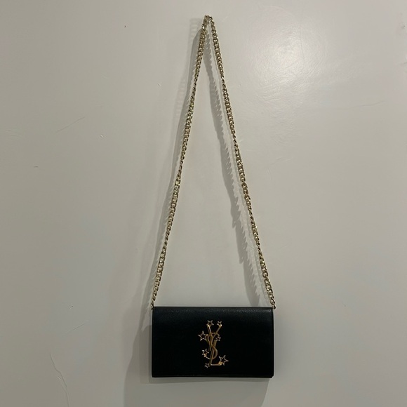 YVES SAINT LAURENT Grain De Poudre Star Studded Monogram Wallet in Black - Picture 14 of 16